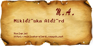 Miklóska Alárd névjegykártya